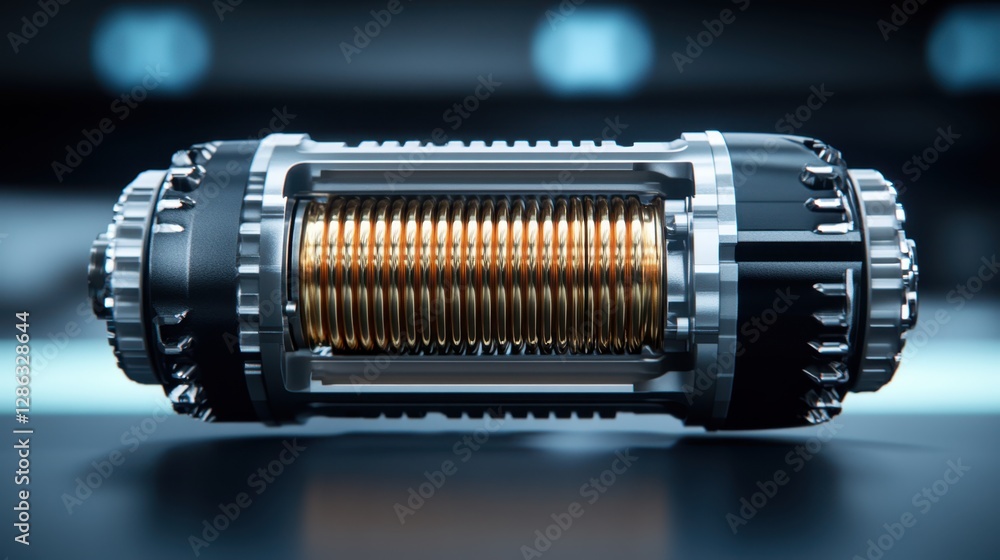 Poster a close-up view of a metallic object featuring intricate gold detailing, showcasing craftsmanship an