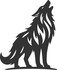 A wolf standing on all fours, howling at the sky animal vector silhouette