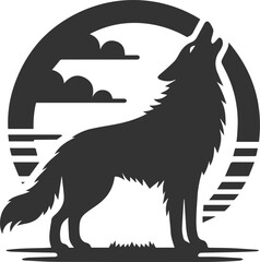 A wolf standing on all fours, howling at the sky animal vector silhouette