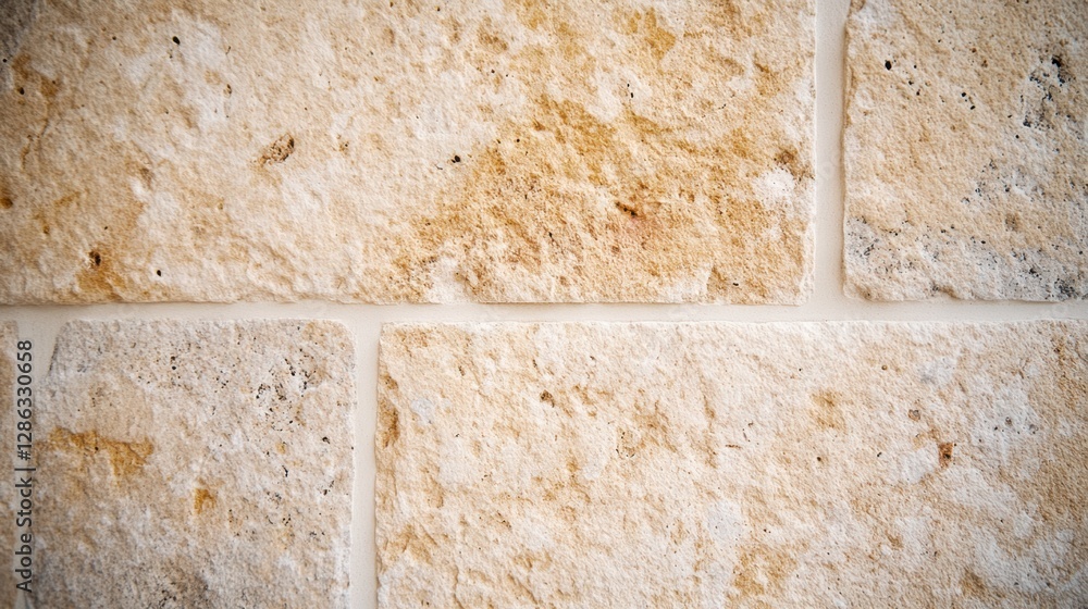 Poster textured stone wall featuring a small square pattern in alternating shades of brown and white, showc