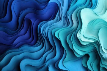 Obraz premium Abstract Waves of Deep Blue and Turquoise Paper Layers Texture