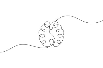 Fototapeta premium Human brain continuous one line drawing and minimalist style isolate outline vector illustration