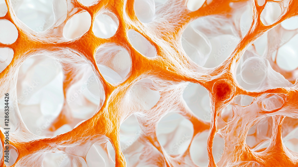 Aufkleber microscopic view of orange and white cellular structure abstract trabecular bone texture