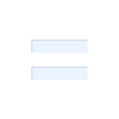 = equals sign in light blue color with inner shadow and cutout effect, transparent background'