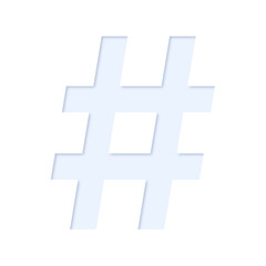 Obraz premium # number sign hash symbol in light blue color with inner shadow and cutout effect, transparent background
