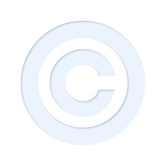 © copyright symbol in light blue color with inner shadow and cutout effect, transparent background