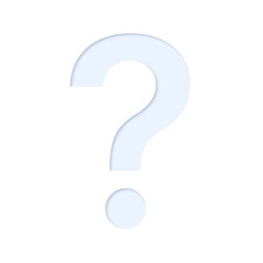 ? question mark in light blue color with inner shadow and cutout effect, transparent background