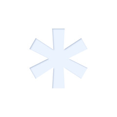 * asterisk sign in light blue color with inner shadow and cutout effect, transparent background