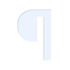 &para; pilcrow paragraph mark in light blue color with inner shadow and cutout effect, transparent background