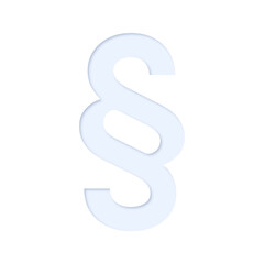 § section sign in light blue color with inner shadow and cutout effect, transparent background