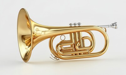 Obraz premium Brass mellophone on white background, ideal for music education