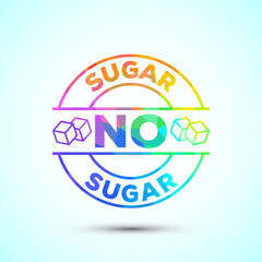 Sugar free icon badge label or sticker. Diabetic icon. No sugar symbol for food packaging, low poly style