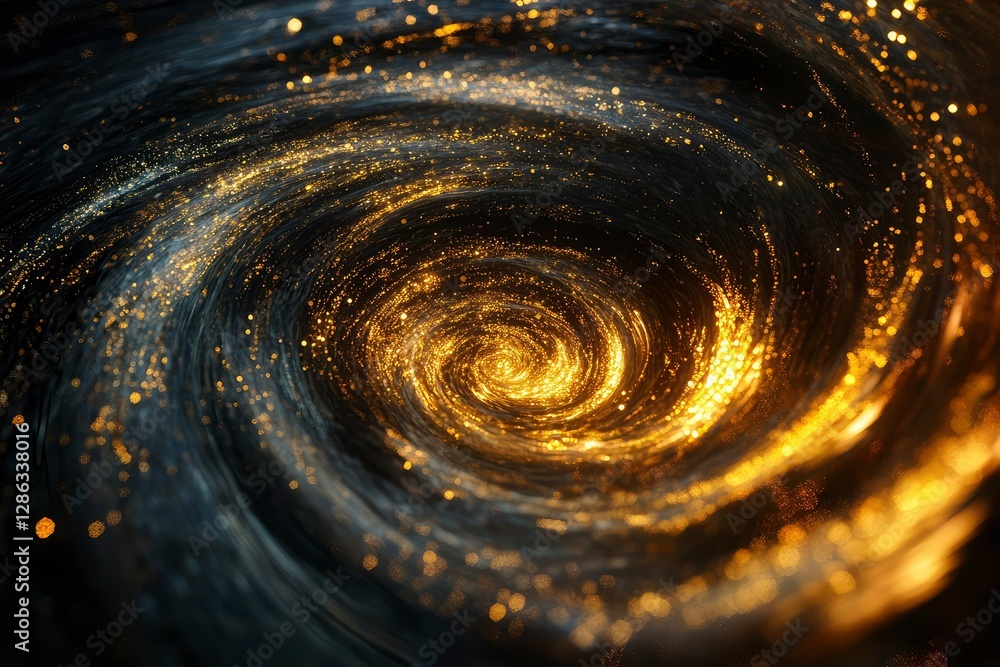 Wall mural a swirling vortex of colors illuminated by streaks of golden light