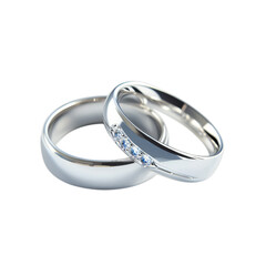 Elegant silver wedding bands with diamonds