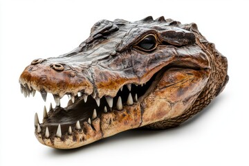 Obraz premium Detailed Carving of an Alligator Head