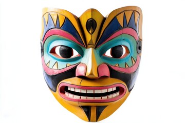 Obraz premium Colorful Carved Wooden Mask Northwest Coast Art
