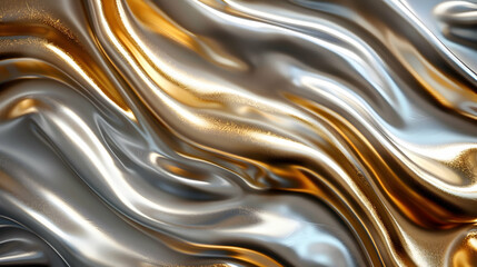Abstract Background - Liquid Metal, Gold, Silver, Flowing, Wavy, Metallic, Texture, Shiny, Luxury, Elegant