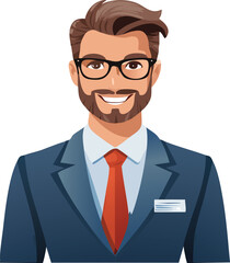 cartoon businessman with glasses