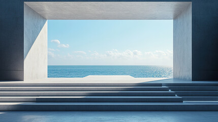 Fototapeta premium Seaside Twilight Abstract Minimalist Luminous Architectural Platform