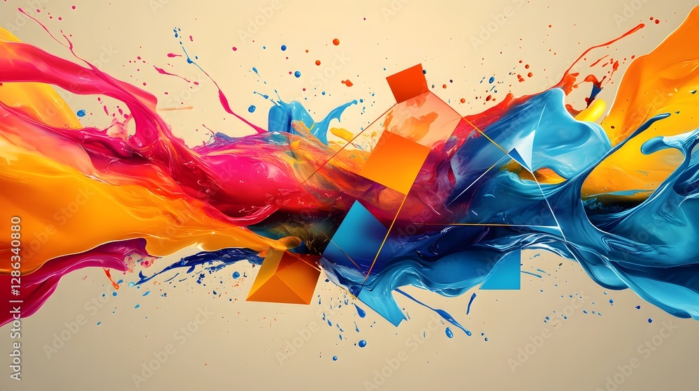 Poster showcasing colorful abstract patterns and textures in a dynamic composition midjourney_pojjw_94734_