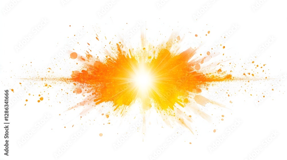 Poster vibrant explosion of light and color visual effec with a bright explosion of orange and yellow paint