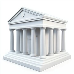 Obraz premium Bank building with columns isolated on white background