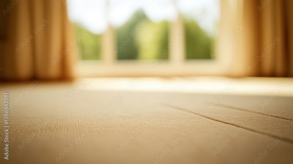 Poster a blurred view of a room featuring a window, creating a soft, abstract ambiance that invites curiosi
