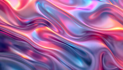 Obraz premium Abstract Background - Iridescent Flowing Fabric Texture, 3D Render