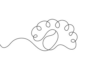 Human brain continuous one line drawing and minimalist style isolate outline vector illustration