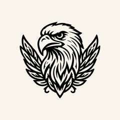 Fototapeta premium Elegant eagle head line art vector illustration design, perfect for prints and digital use. vintage eagle line art logo