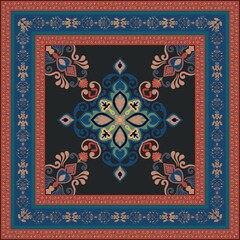 square mat prayer rug vintage scarf pattern Mandala pattern