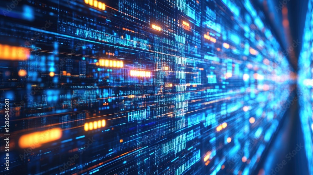 Fototapete Digital Data Stream, A Visual Representation of Information Flow and Technology