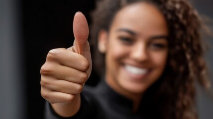 A satisfied customer showcases approval with a thumbs-up gesture. 