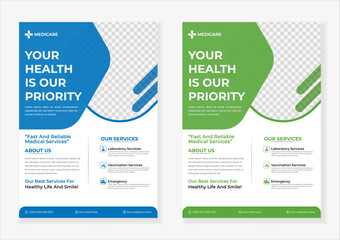 Creative a4 medical and healthcare flyer or poster template design