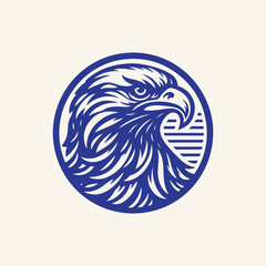 Fototapeta premium Elegant eagle head line art vector illustration design, perfect for prints and digital use. vintage eagle line art logo