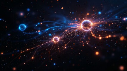 Obraz premium Futuristic Energy Particles and Quantum Connections in a Cosmic Digital Space
