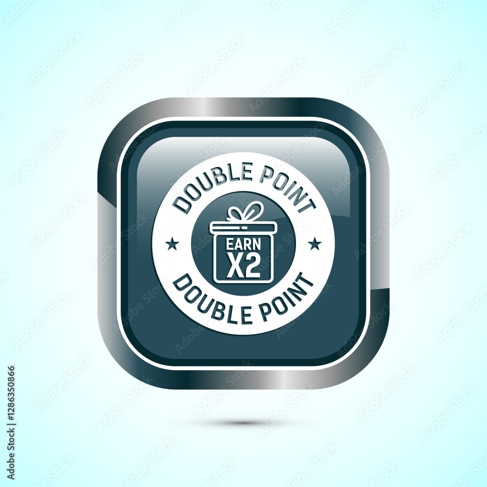 Fototapete earn x2 double point icon design illustration. earn x2 sign symbol for promotion, gray color square 