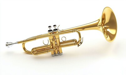 Obraz premium Gold trumpet isolated on white for music themes