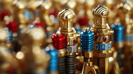 A variety of colorful wine bottles featuring elegant gold caps displayed together, showcasing diverse hues and designs.