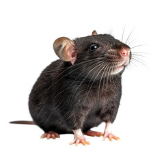 Black rat looking curiously on isolated transparent background PNG