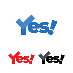 Yes Logo with Tick Mark. Yes text. Icon, sign, mark, symbol, Latest Vector Design, Trendy and Modern lettering illustration for web, print