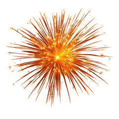 A Strong Orange Flame from a Firework Display Bursting Isolated on Transparent Background