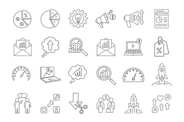 editable line art of profit icon set on white background 