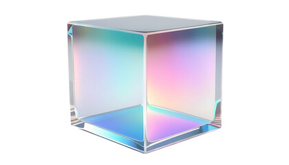 3D transparent cube with an iridescent surface png