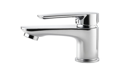 Modern chrome faucet design isolated on transparent background, PNG