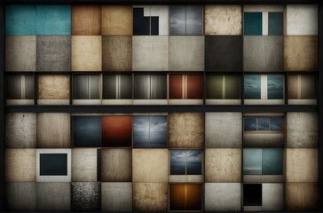 Brutalist architecture with geometric windows and textured concrete facade