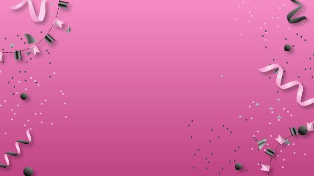 Horisontal animated background  with confetti and serpentine