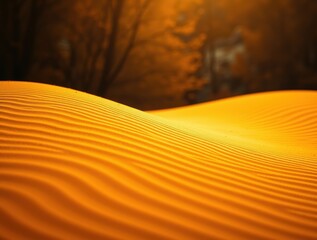 Golden Sand Dunes with Soft Ripples and Warm Sunset Glow