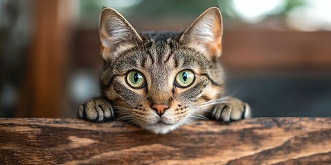 A cat is looking at the camera