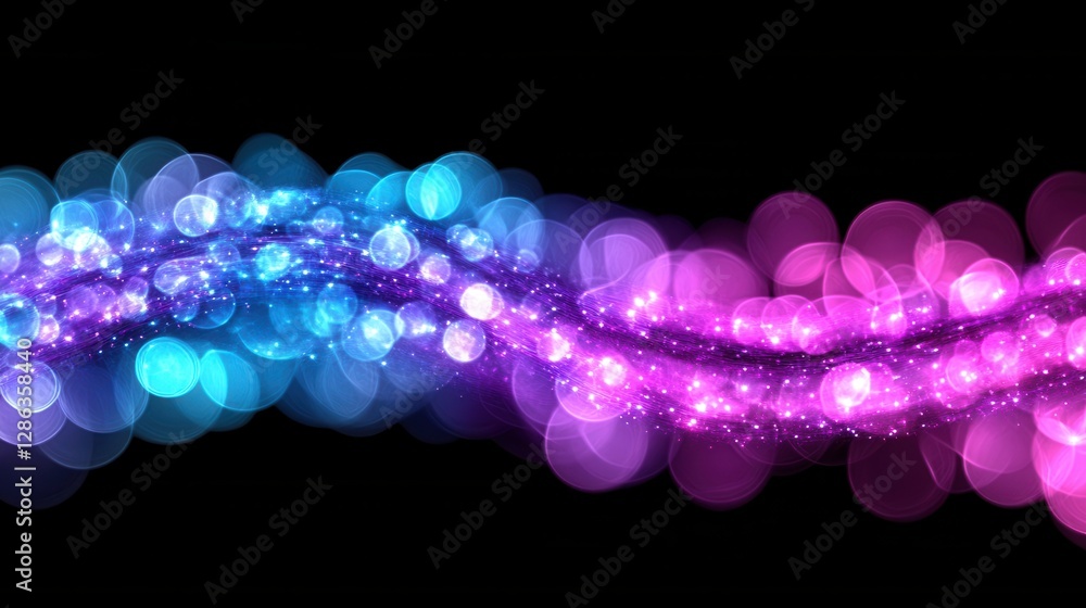 Aufkleber abstract background with vibrant blue and pink bokeh lights, glowing and sparkling, creating a wavy,